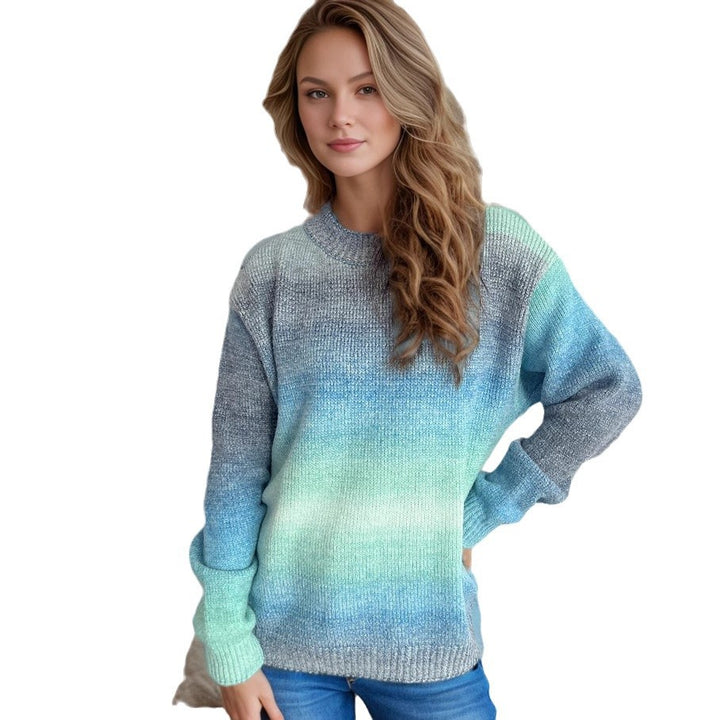 Damen lässiger Pullover mit sanften Farbverlauf und Rundhalsausschnitt Drune