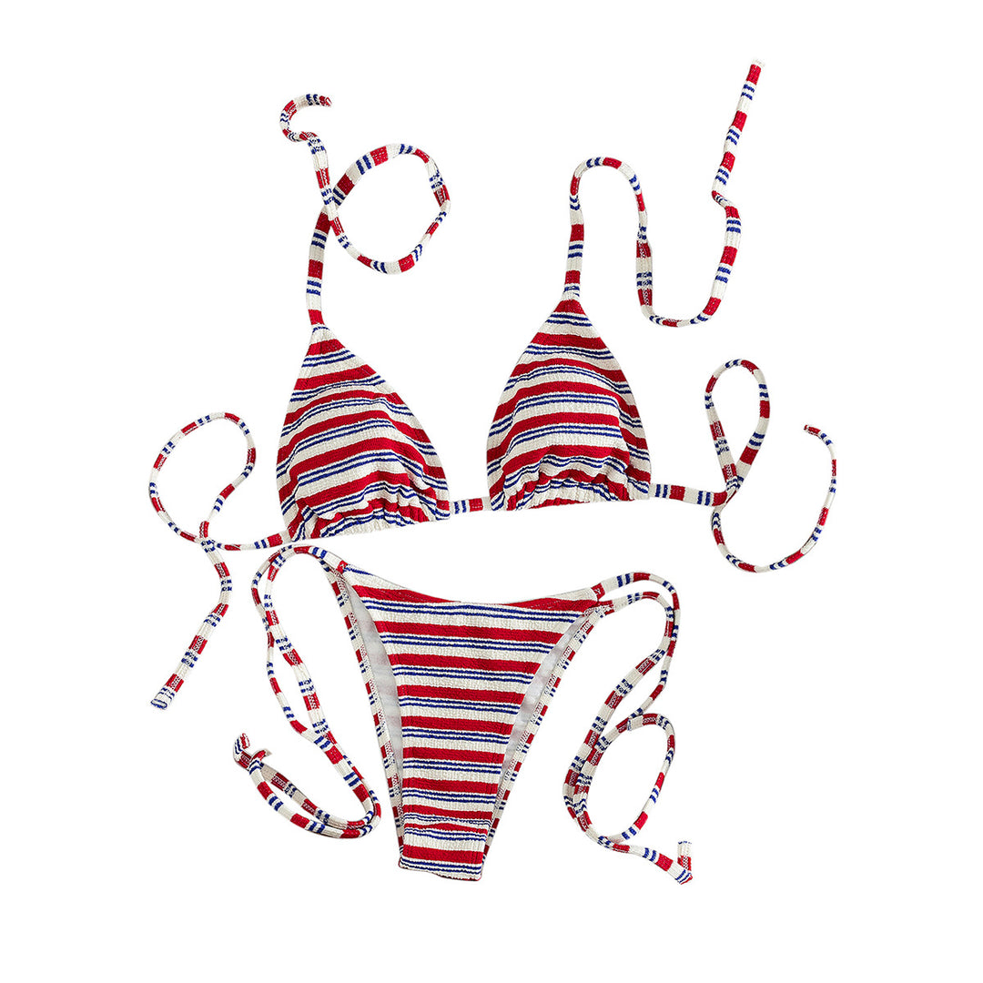 Damen Triangel-Bikini mit verspieltem Streifenmuster Drune