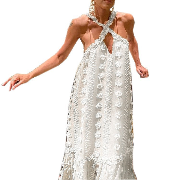 Damen Maxi-Kleid mit verspielten Rüschendetails und floralem Muster Drune