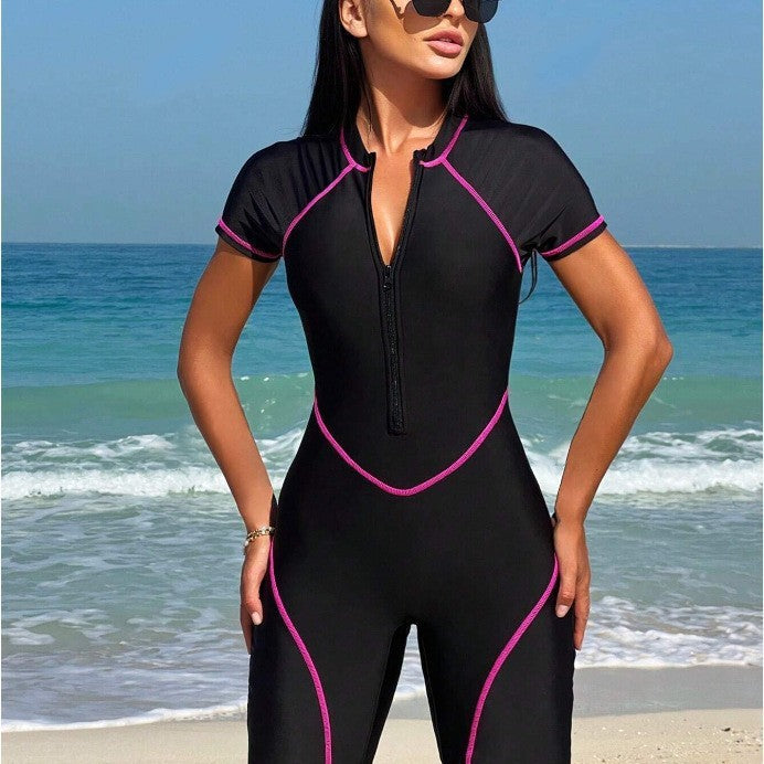 Damen Neoprenanzug mit Kurzer Shorts und Technischem Reißverschluss Drune