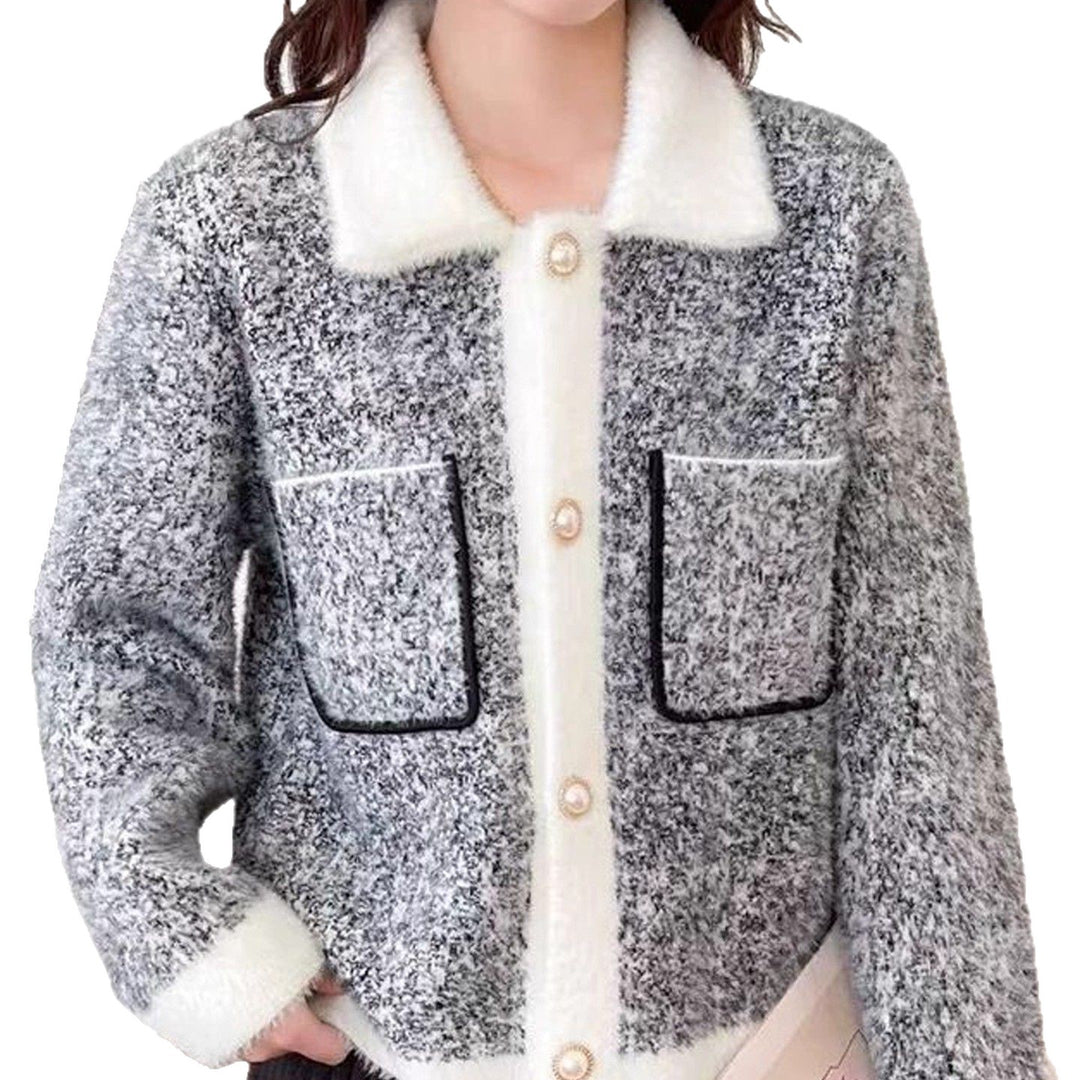 Damen kuschelige Jacke mit kontrastierenden Taschen Drune