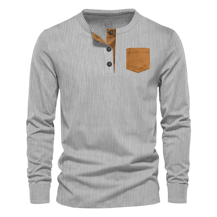 Herren Langarmshirt mit Rippstruktur und bequemem Stehkragen Drune