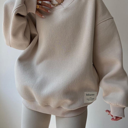 Damen Oversize Sweatshirt mit V-Ausschnitt und gemütlichem Schnitt Drune
