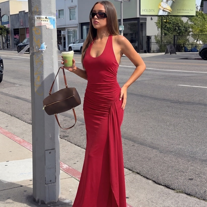Damen Figurbetontes Maxikleid mit elegantem Raffungselement Drune