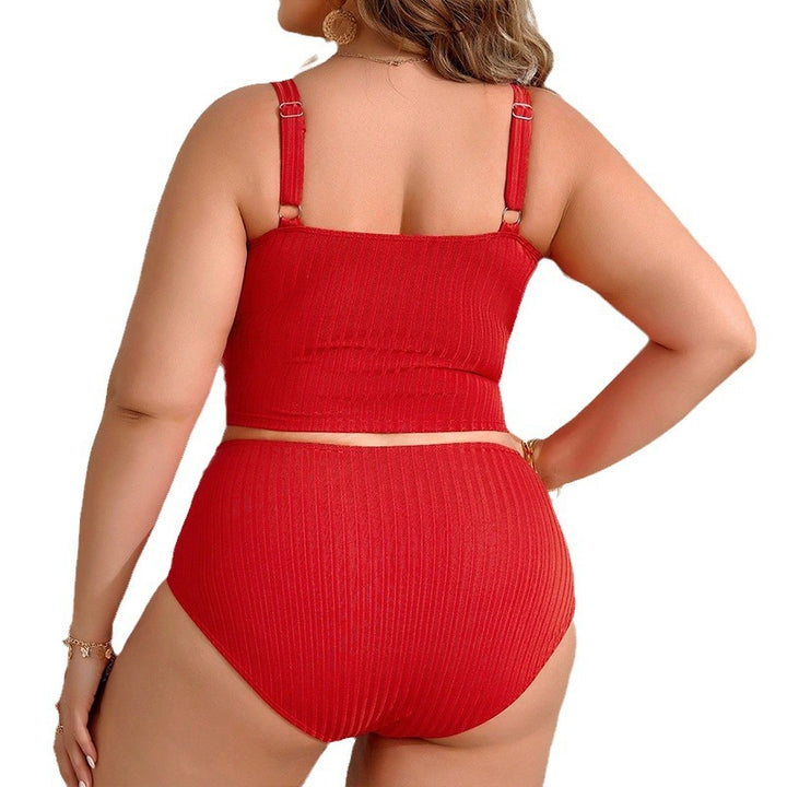 Damen Hochtailliertes Bikiniset mit Rippdetail und Komfortbund Drune