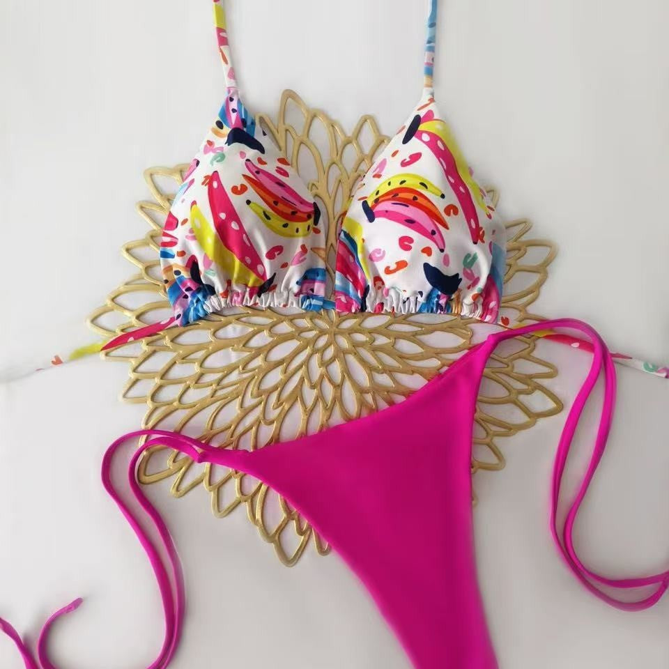 Damen Triangel-Bikini mit floralem Detail Drune