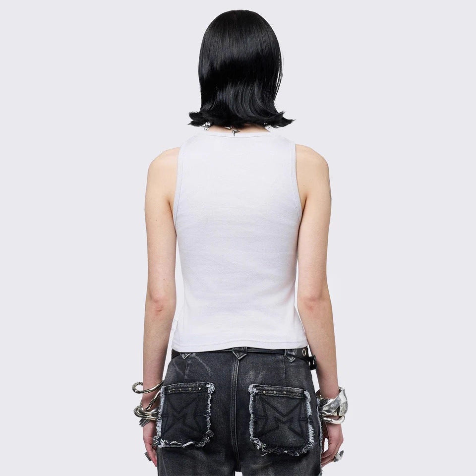 Damen Crop-Top mit urbanem Dystopie-Print Drune