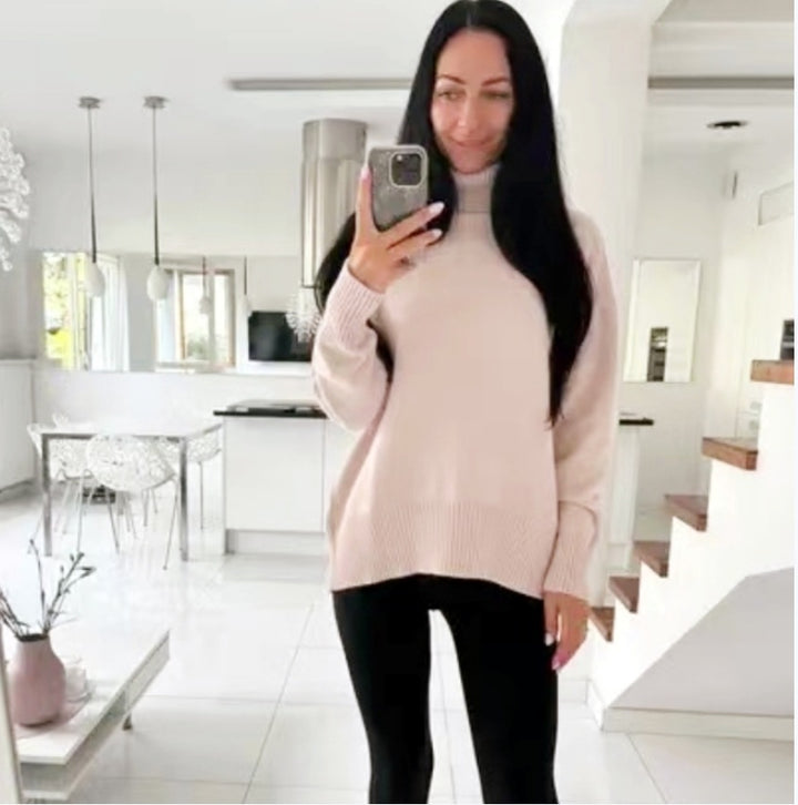 Damen Modischer Rollkragenpullover aus weichem Material Drune