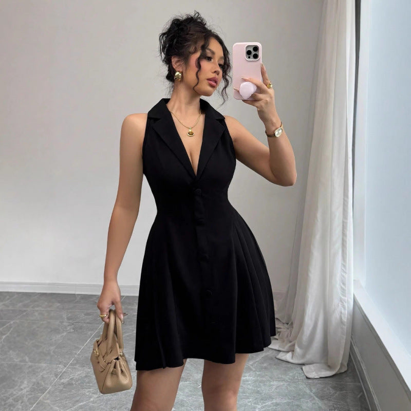Damen Hemdblusenkleid mit schickem V-Ausschnitt und tailliertem Schnitt Drune