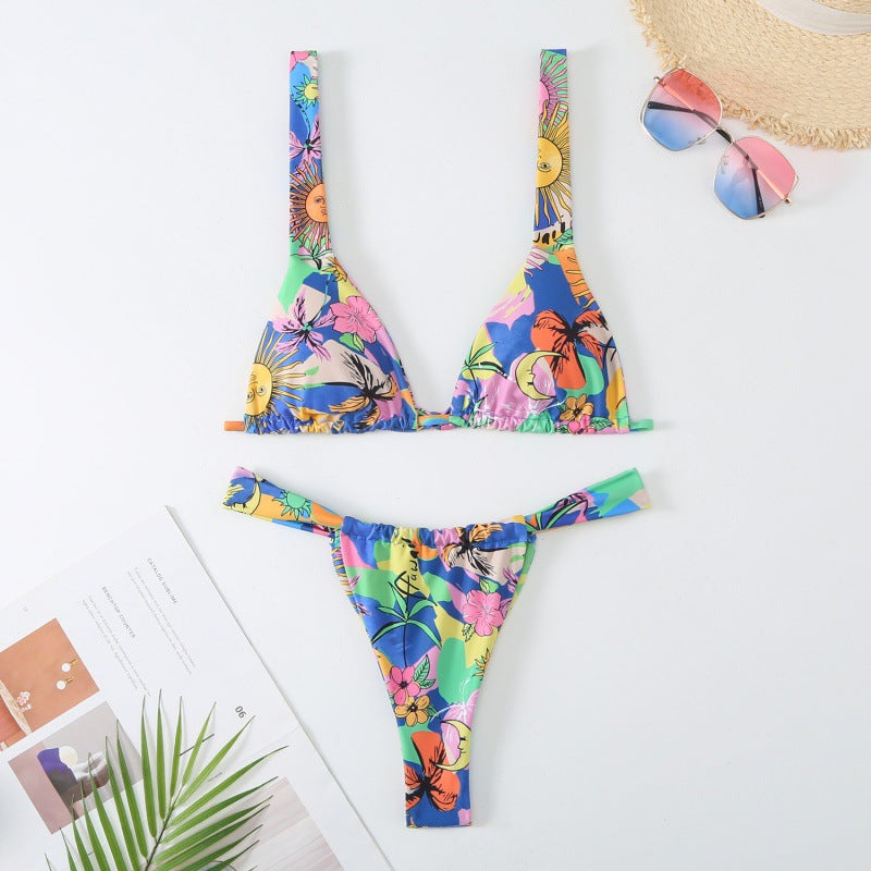 Damen wunderschöner Bikini mit floralen Mustern Drune