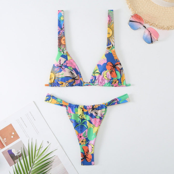 Damen wunderschöner Bikini mit floralen Mustern Drune
