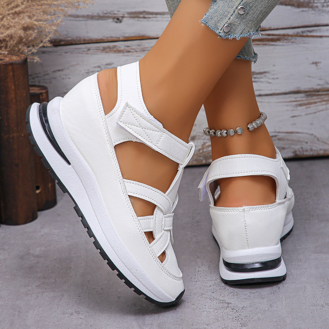 Damen nan sportliche Plateau-Sandalen mit gepolstertem Fußbett und verstellbarem Klettverschluss Drune