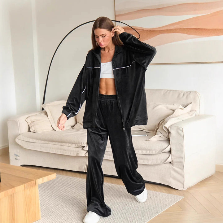 Damen lässiges Fleecejacke mit hohem Kragen Drune