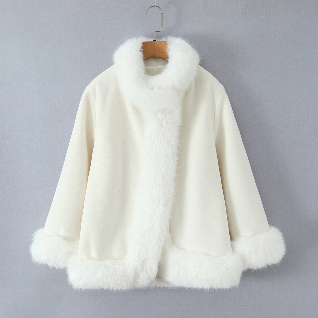 Damen elegante Kunstfelljacke mit weichem Kragen und modernen Details Drune