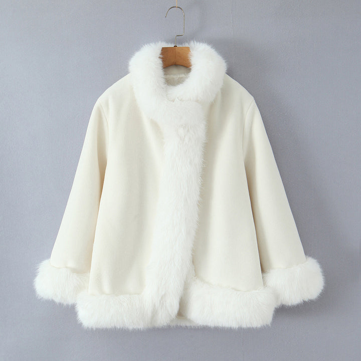 Damen elegante Kunstfelljacke mit weichem Kragen und modernen Details Drune
