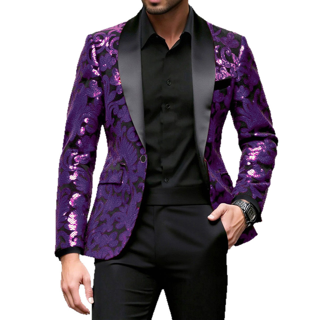 Herren glamouröser Pailletten-Blazer mit floralem Design und elegantem Schnitt Drune