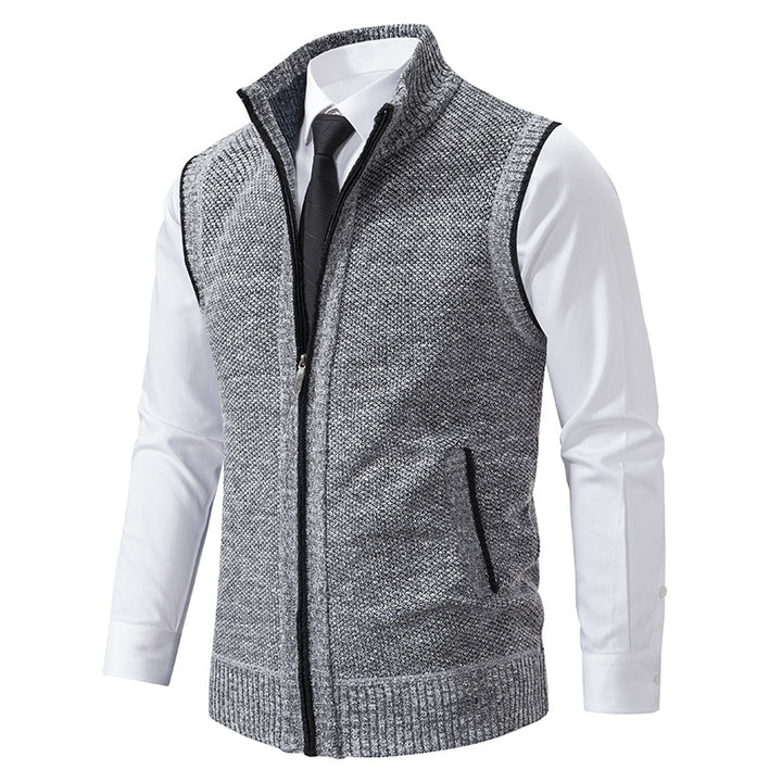 Herren nan elegante Strickweste mit Stehkragen und verdecktem Reißverschluss Drune