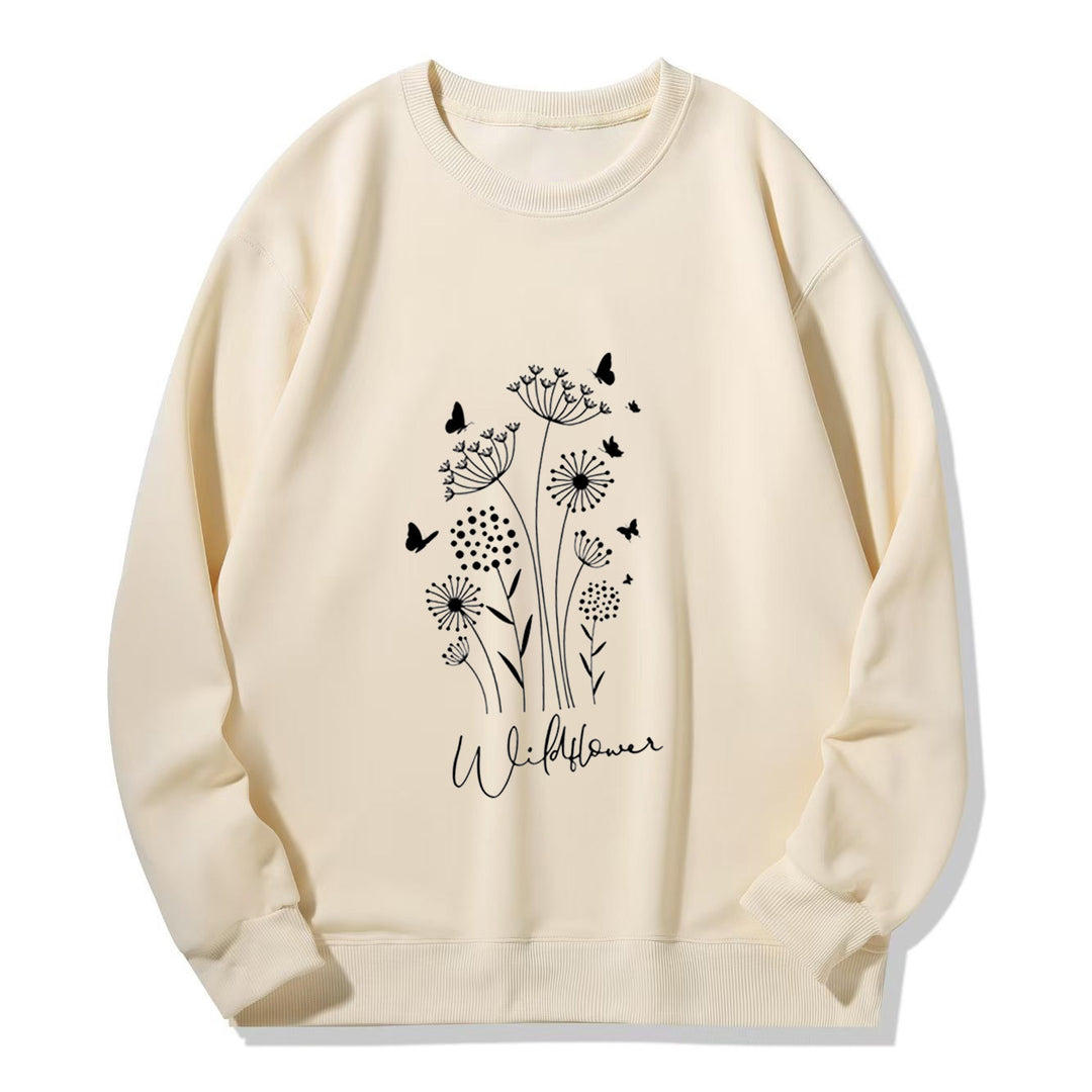 Damen Sweatshirt mit floralem Wildblumenprint und kuscheligem Innenfutter Drune