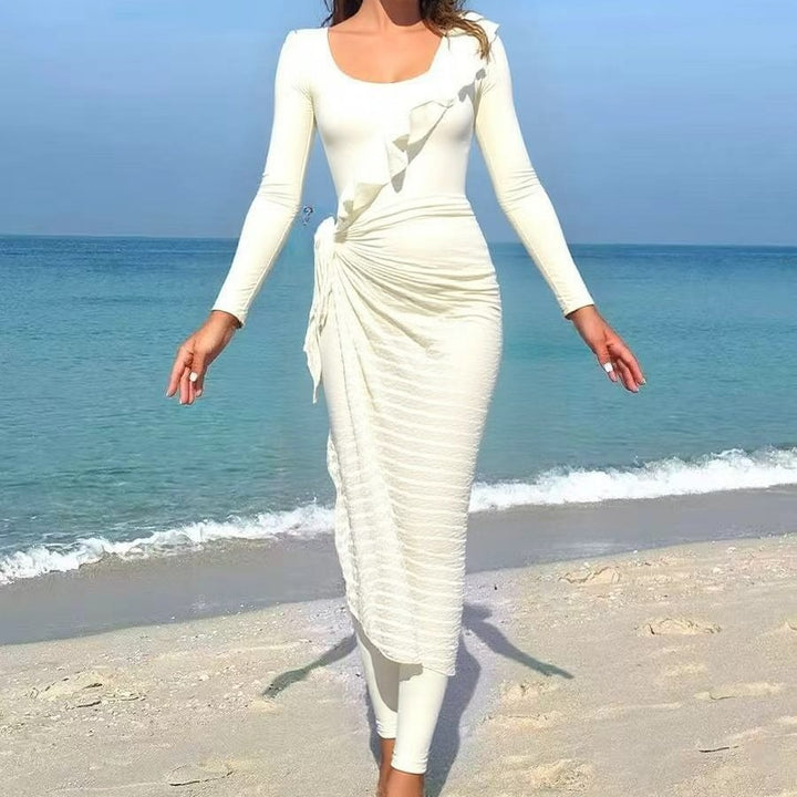 Damen Elegantes Sommerkleid mit Wickeloptik Drune
