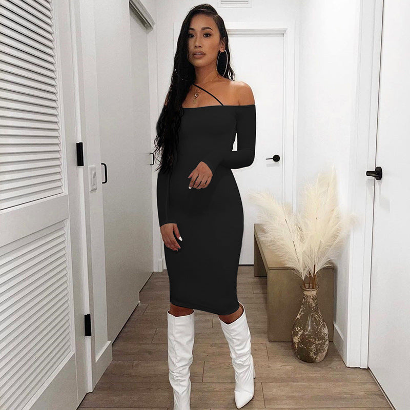 Damen Figurumspielendes Midikleid mit schulterfreier Silhouette Drune