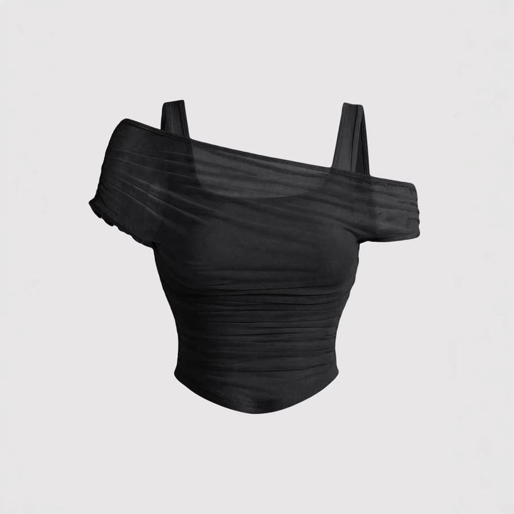 Damen Off-Shoulder Oberteil mit Raffung Drune