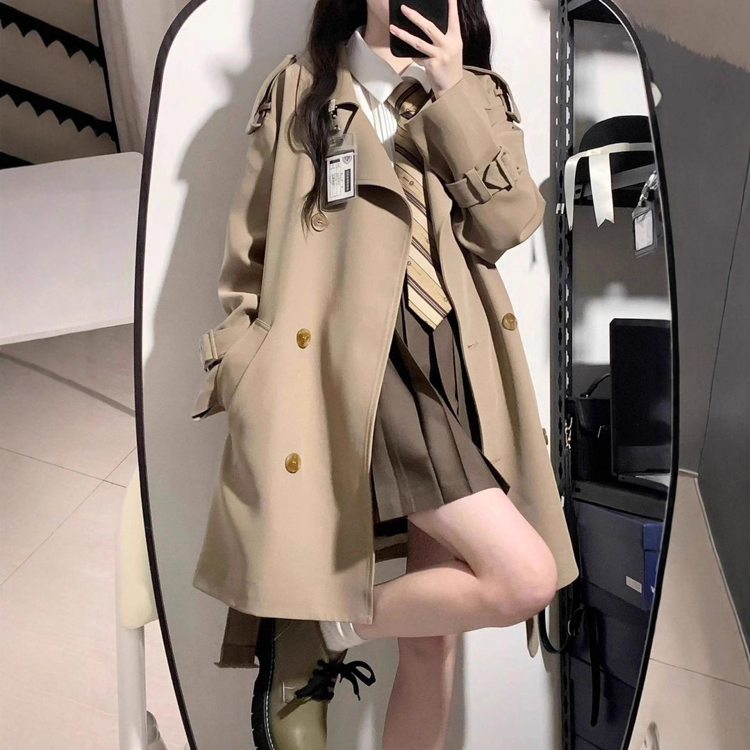 Damen Modischer Trenchcoat mit oversized Schnitt Drune