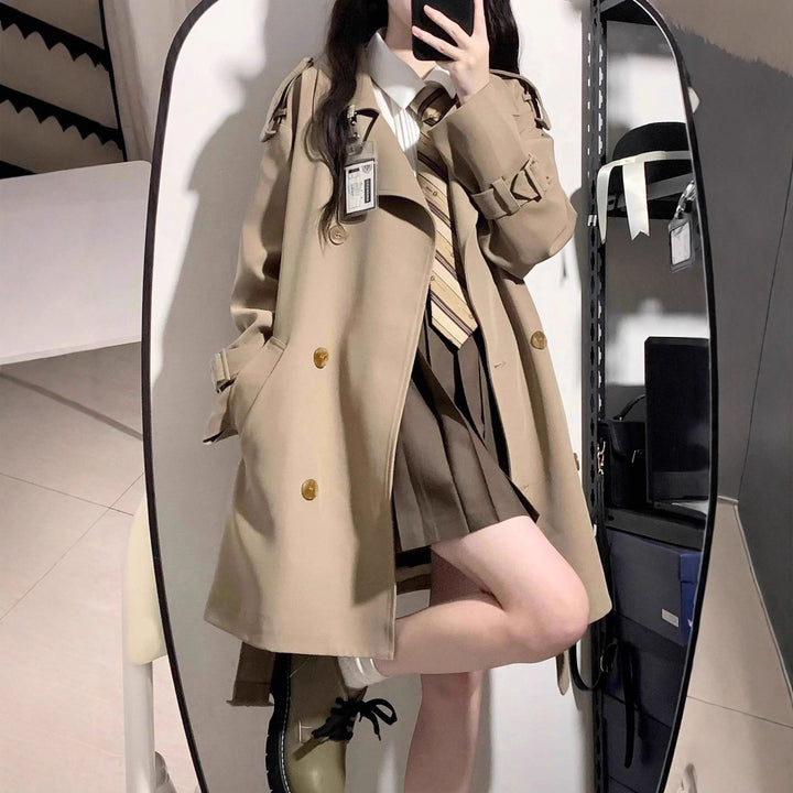 Damen Modischer Trenchcoat mit oversized Schnitt Drune