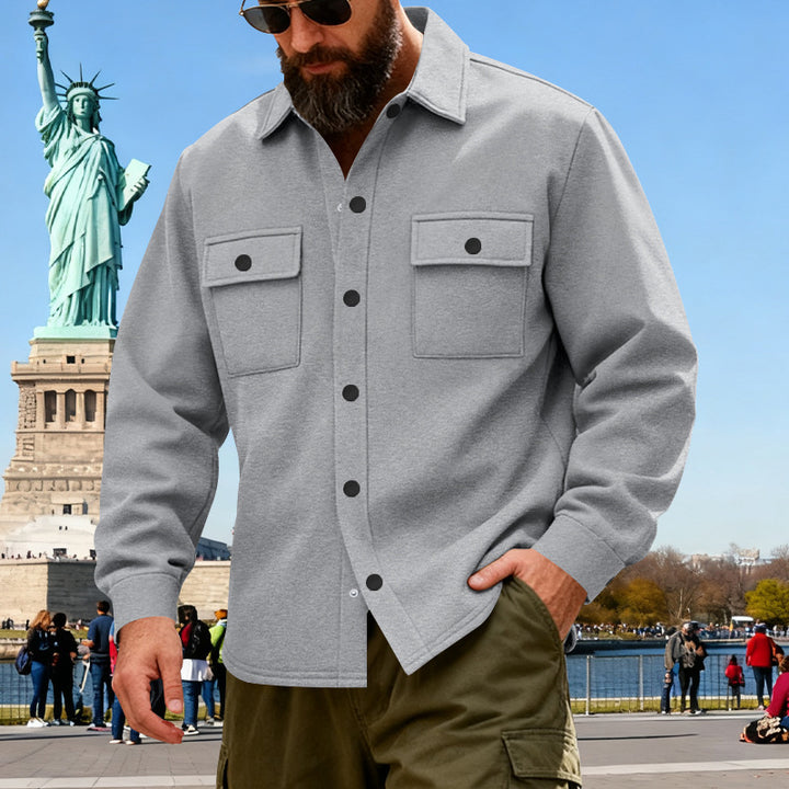 Herren nan Overshirtjacke aus robustem Baumwollmix mit Druckknopfleiste, aufgesetzten Brusttaschen und entspannter Silhouette Drune