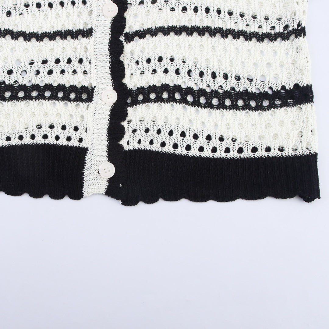 Damen luftige Strickjacke mit modernen Streifen Drune