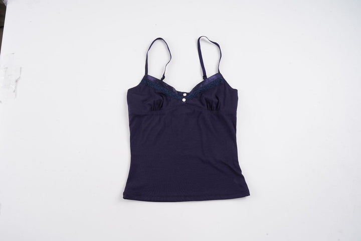 Damen Spaghetti-Trägertop mit eleganter Spitzenlage und Knopfleiste Drune