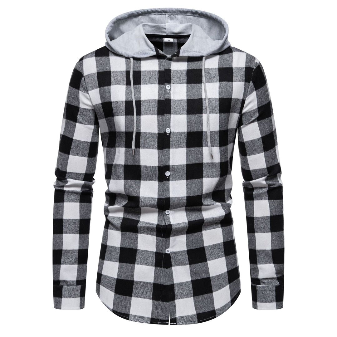 Herren Flanellhemden mit integriertem Kapuzen-Design und lässigem Look Drune