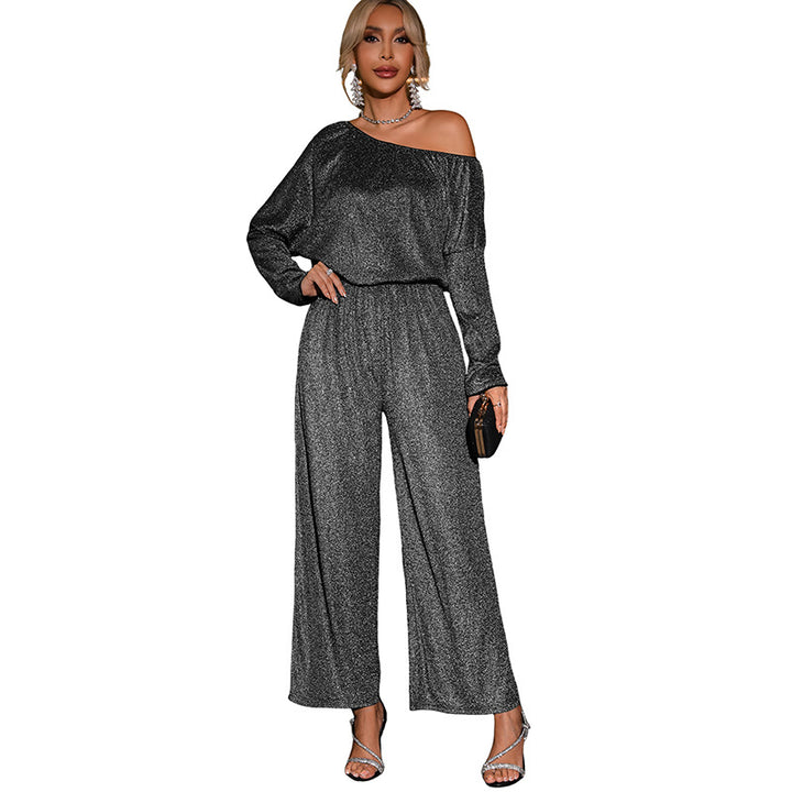 Damen eleganter Jumpsuit mit schimmerndem Oberdesign und weitem Schnitt Drune