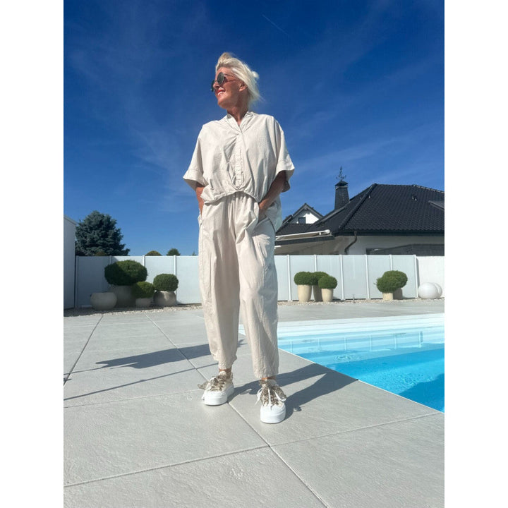 Damen komfortabler Jumpsuit mit elastischem Bund Drune