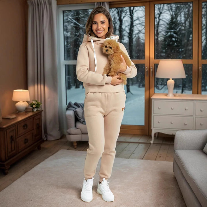 Damen modischer volumetrischer Hoodie mit passender Jogginghose Drune
