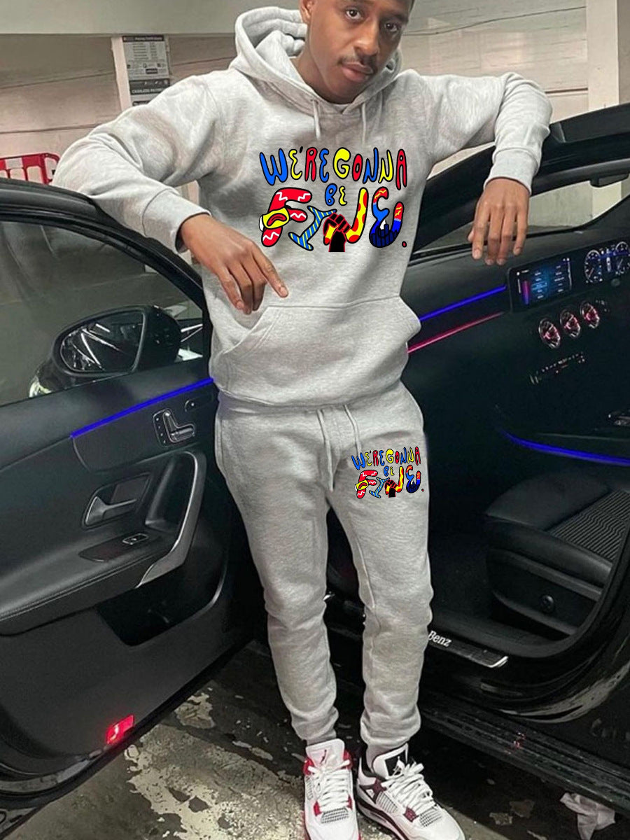 Damen lässiges Hoodie- und Jogginghose-Set mit inspirierendem Schriftzug Drune