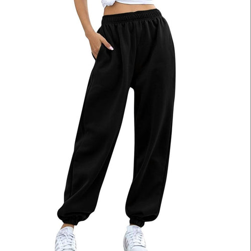 Damen nan weite High‑Waist Sweatpant mit elastischem Komfortbund, seitlichen Eingrifftaschen und gerafften Knöchelbündchen Drune