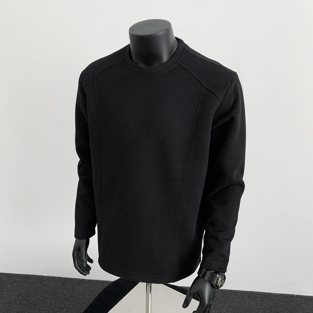 Herren nan taillierter Rundhals-Sweater aus dichtem Sweatstoff mit flachen Ziernähten und Raglanärmeln Drune