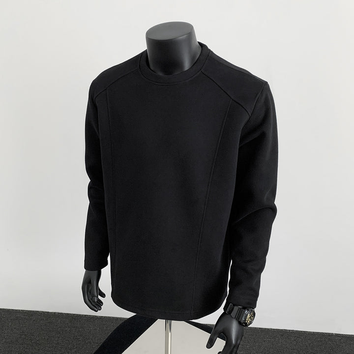 Herren nan taillierter Rundhals-Sweater aus dichtem Sweatstoff mit flachen Ziernähten und Raglanärmeln Drune