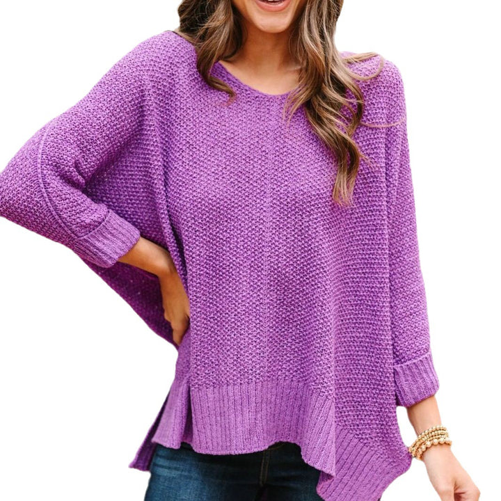 Damen lässiger Strickpullover mit seitlichen Taschen und weitem Schnitt Drune