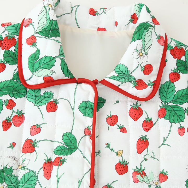 Damen gestepptes Trend-Jackett mit Erdbeer-Muster Drune