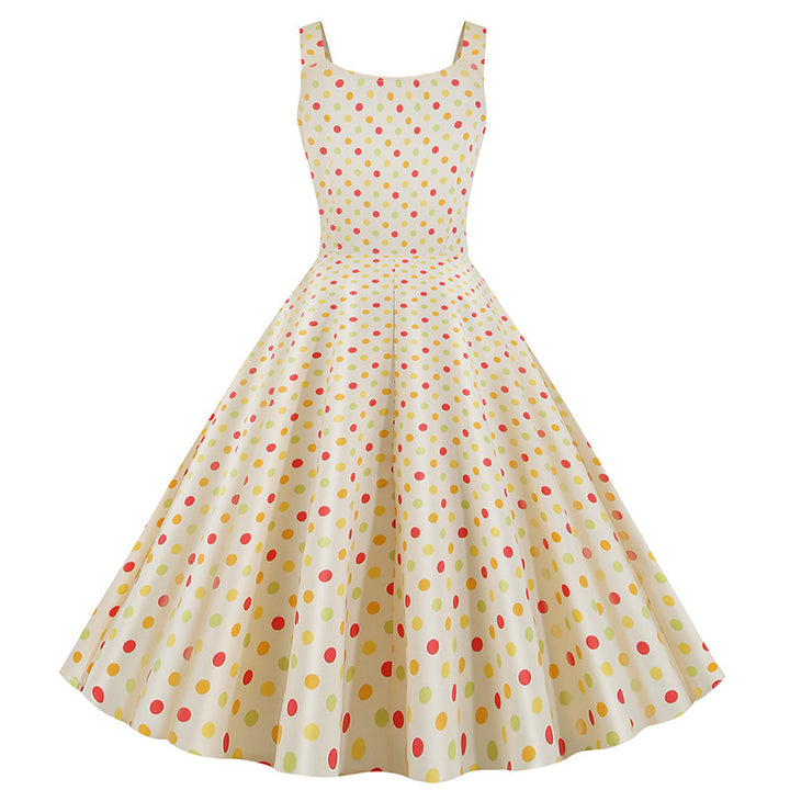 Damen Swingkleid mit klassischem Polka-Dots-Muster und schwingendem Schnitt Drune