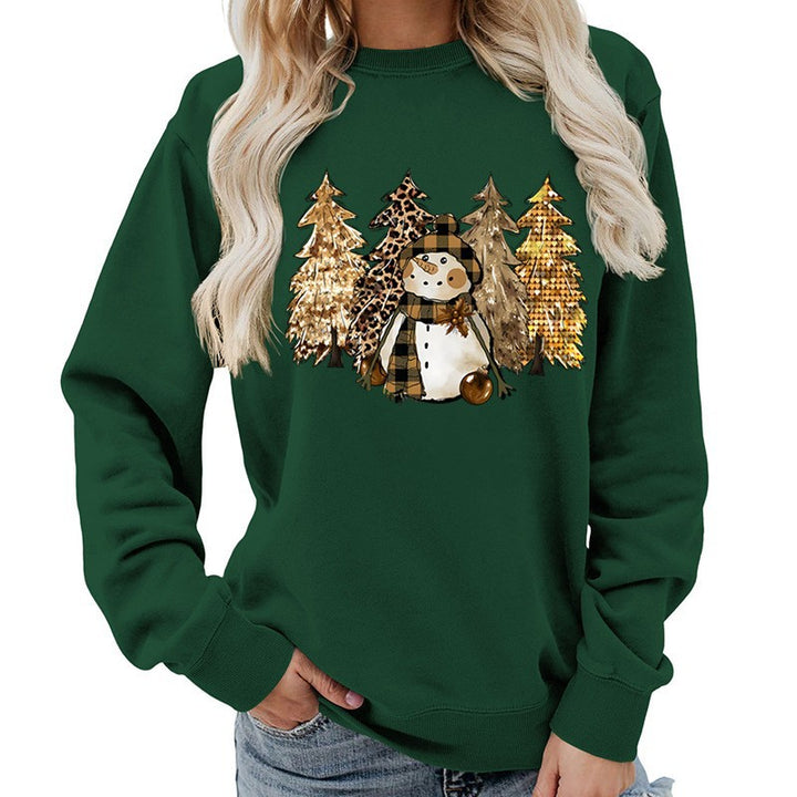 Damen Sweatshirt mit kreativem Schneemann-Design und weichem Innenfutter Drune