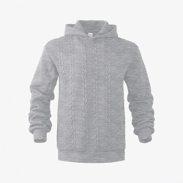 Herren nan Kapuzenpullover im Stricklook mit Zopfmuster und geripptem Saum Drune