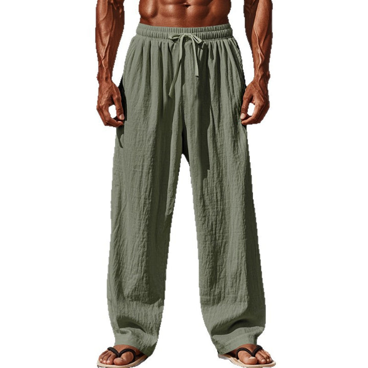 Herren nan leichte Leinenstrandhose mit Tunnelzug und weitem Bein Drune
