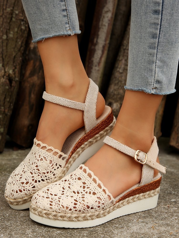 Damen Espadrilles mit filigraner Häkel-Optik und komfortablem Fußbett Drune