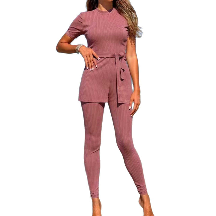 Damen sportliches Lounge-Set mit Bindegürtel Drune
