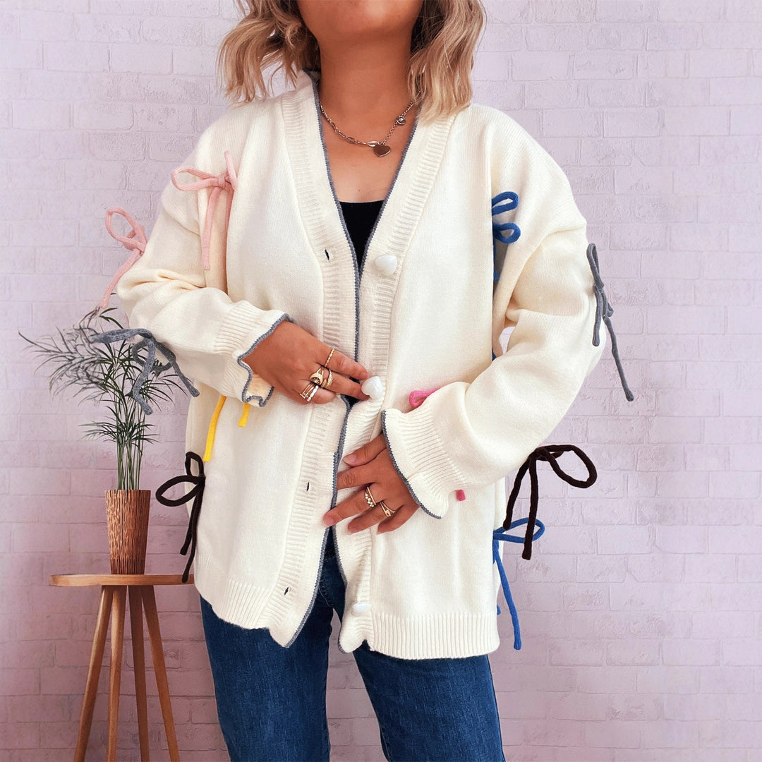 Damen Strickjacke mit bunten Schleifendetails Drune
