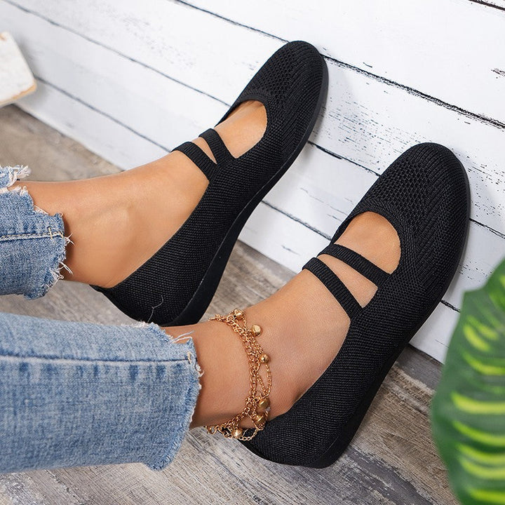 Drune | Flache Slipper Mit Riemen Über Dem Spann Und Flacher Sohle Für Damen