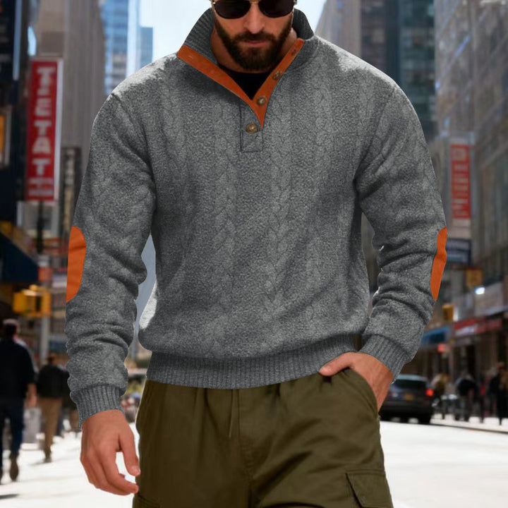 Herren gestrickter Pullover mit Kontrastdetails und modernem Knopfverschluss Drune