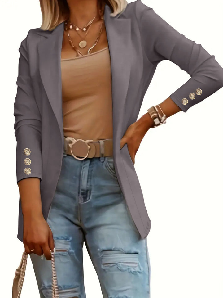Damen Elegante Blazerjacke mit modischen Knopfdetails Drune